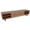 Image de meuble tv bois 160x40x35 noir, bois noir, bois naturel, bois
