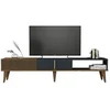 Image de Meuble TV en bois "Milan" - 180 x 35 x 40 cm - Noyer, Anthracite