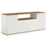 Image de Buffet avec 4 portes et 1 étagère - Blanc et naturel - LOTULA