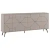 Image de Buffet 4 portes bois taupe motif géométrique Kuzako 184 cm