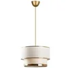 Image de Suspension en métal - D.30 x H. 65 cm - Doré et beige - RAYONA