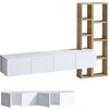Image de Meuble TV en bois "Pana" - 182 x 32 x 25 cm - Blanc, Chêne