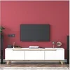 Image de Meuble TV - D1 - Blanc / Noyer - Rangement supplémentaire - 180 x 49 x 35 cm