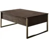 Image de Table basse Rectangulaire Panneaux mélaminés et métal Noyer et doré 90x60x40 cm