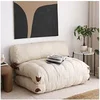 Image de Chauffeuse 2 places convertible 120cm en tissu bouclette beige - NEORA