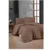 Image de Parure de lit - 1 housse de couette 220 x 240 cm + 2 taies d'oreiller 60 x 60 cm - 100% coton renforcé - Brun
