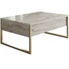Image de Table basse CONCEPT1 Rectangulaire Panneaux mélaminés et métal Travertine Gold Doré 90x60x40 cm