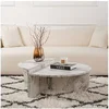 Image de Ensemble de 2 tables basses design 90x90x35 cm décor marbre - TEONA