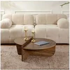Image de Ensemble de 2 tables basses design 90x90x35 cm décor noyer - TEONA