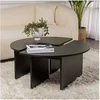 Image de Lot de 2 tables basses 90 cm noir - CALYON