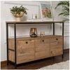 Image de Console 3 abattants 120x29,5x77 cm naturel et noir