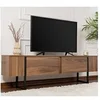 Image de Meuble TV 2 abattants 180x29,5x50 cm décor noyer et noir - KAIA
