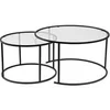 Image de Ensemble de 2 tables gigognes rondes en métal et verre Auruma noir avec verre transparent