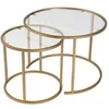 Image de Ensemble de 2 tables gigognes rondes en métal et verre Aurum doré verre transparent