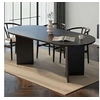 Image de Table à manger 8 places 200x90x75 cm décor noir - LURYO