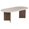 Image de Table à café Moderne, 119 cm x 40 cm x 60 cm, Couleurs Travertine et Noyer | Panneau en Particules 100% mélamine, épaisseur 18 mm | Design élégant et Fonctionnel pour Les espaces de Vie contemporains en occasion ou reconditionné