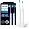 Image de Philips Sonicare 3100, Brosse à dents électrique sonique, capteur de pression et minuterie, blanc, pack de 2, modèle HX3675/13 en occasion ou reconditionné