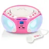 Image de SCD-650PK - Radio FM et lecteur CD/MP3/USB portable avec microphone et effets lumineux - Rose