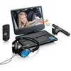 Image de DVP-910BU - Lecteur DVD portable de 9 pouces avec casque, port USB et dispositif de suspension - Bleu/noir