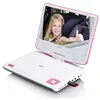 Image de Lecteur DVD portable de 9 pouces avec casque, port USB et dispositif de suspension DVP-910PK Blanc-Rose