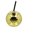 Image de gobelet boule disco avec paille 650ml or - 00718