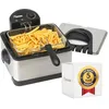 Image de Bestron Friteuse familiale avec zone froide, 3 paniers, 4 litres, Capacité de 1,5 kg/2x750 g de friture, Fenêtre de visualisation, 2000 W, Acier inoxydable, Argenté en occasion ou reconditionné