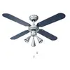 Image de Ventilateur De Plafond - 50w - 102cm - Argent - 4 Pales Reversibles En Argent Ou En Bleu Marine - Equipe De 3 Spots Lumi
