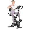 Image de Vélo d'appartement pliant, Roue d'inertie de 2,5 kg, 16 niveaux de résistance réglable, avec dossier et cordon de serrage