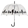 Image de Parapluie transparent noir Oiseaux sur un fil