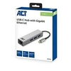 Image de ACT Hub USB C 3.1 Gen1 (USB 3.0), 3 Ports, avec 1 Port réseau Gigabit, Longueur du câble 0,15 m, boîtier en Aluminium