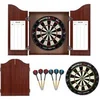 Image de Cabinet Armoire de fléchettes en Bois - Chêne Foncé : Cible en sisal + 2 Lots de fléchettes 18 GR, tableaux de scores effaçables avec feutre