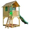 Image de Maisonnette SARAH Brun vert avec toboggan et bac à sable