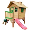Image de Cabane enfant ROBIN Brun Vert avec toboggan