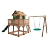 Image de Maisonnette Liam avec balancoire Nid rond Summer Brun Vert avec Toboggan Vert