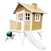 Image de Cabane enfant ROBIN Brun Blanc avec toboggan Blanc