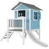 Image de Maisonnette Lodge XL en bois Bleue toboggan Blanc