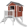 Image de Maisonnette Lodge XL en bois Rouge toboggan Blanc
