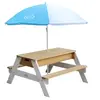 Image de Table sable et eau NICK Brun Blanc avec parasol Bleu Blanc 90x80x56cm