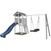 Image de Structure de jeu Beach Tower avec balancoire nid ovale Roxy Gris Blanc avec toboggan Bleu