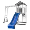 Image de Structure de jeu Beach Tower Gris Blanc avec cadre d'escalade et toboggan Bleu