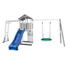 Image de Structure de jeu Beach Tower Gris Blanc cadre escalade balancoire Nid Summer et Toboggan Bleu