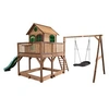 Image de Maisonnette Liam avec balancoire Nid ovale Roxy Brun Vert avec Toboggan Vert