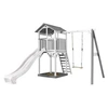 Image de Structure de jeu Beach Tower Blanc gris avec 1 balancoire et toboggan Blanc et bac à sable