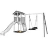 Image de Structure de jeu Beach Tower Blanc Gris avec 1 balancoire siege nid ovale Roxy et toboggan Blanc