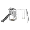 Image de Structure de jeu Beach Tower Blanc Gris avec 2 balancoires et toboggan Gris