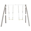 Image de Portique double 2 balancoires en bois Gris Blanc 160x254x207cm