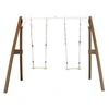 Image de Portique double 2 balancoires en bois Marron Blanc 160x254x207cm
