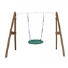 Image de Portique en Bois Marron Blanc avec Balancoire siege Nid Rond