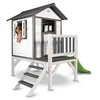Image de Maisonnette Lodge XL en bois Blanc gris toboggan Vert