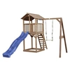 Image de Beach Tower avec Balancoire Simple Marron Toboggan Bleu